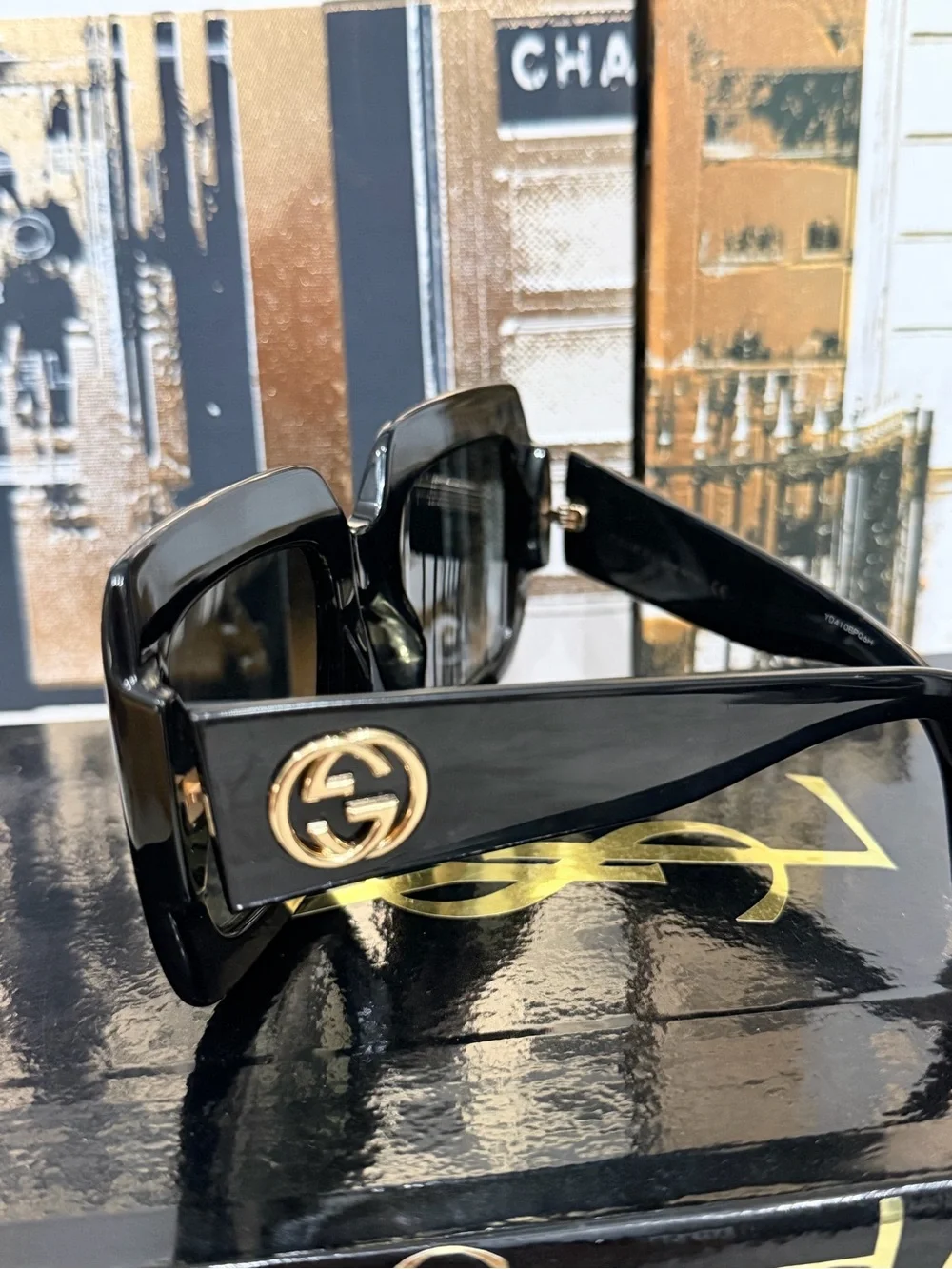 Gucci Black Oversized Square Women's Sunglasses